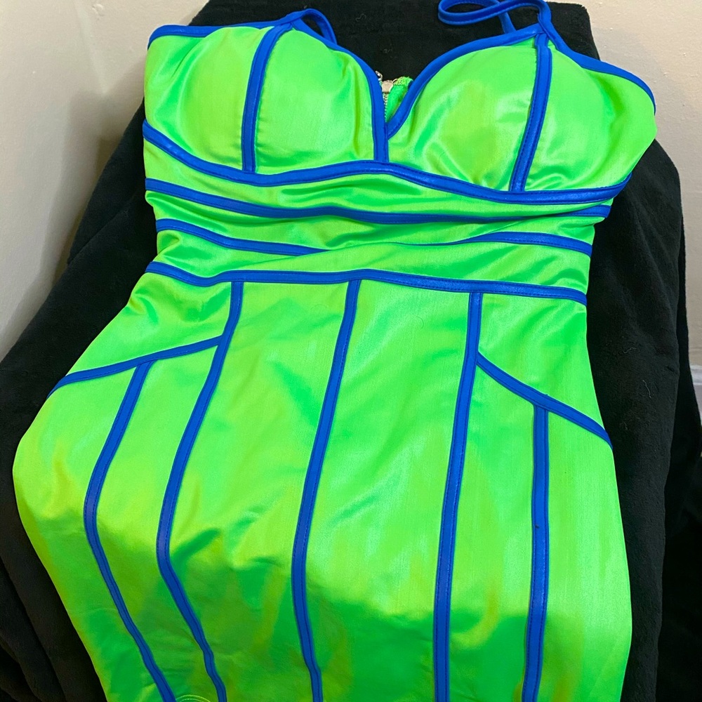 Neon green mini dress